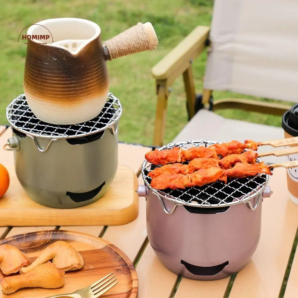 

Mini Carbon Stove Korean Style Camping Charcoal Stove Household with Grill Net Portable Charcoal Grill Metal Barbecue Grill Home