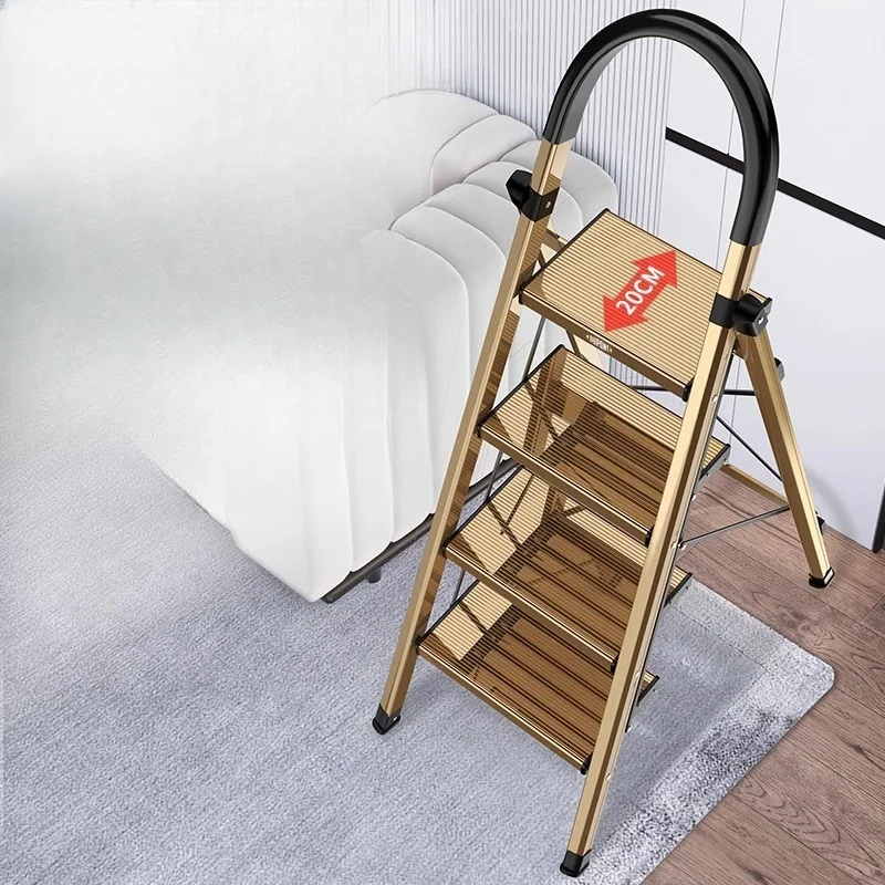 Home folding telescopic aluminum alloy herringbone ladder thickened space aluminum escalator multi-functional lightweight ladder