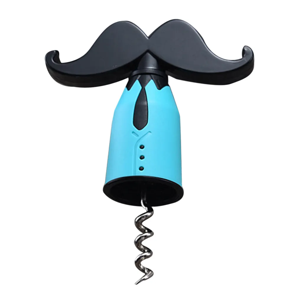 1Pcs Wine Cork Remover Gentleman Designed Portable Corkscrew Creative Kitchen Gadget Bar Tool Ergonomic Mustache Handle Wine