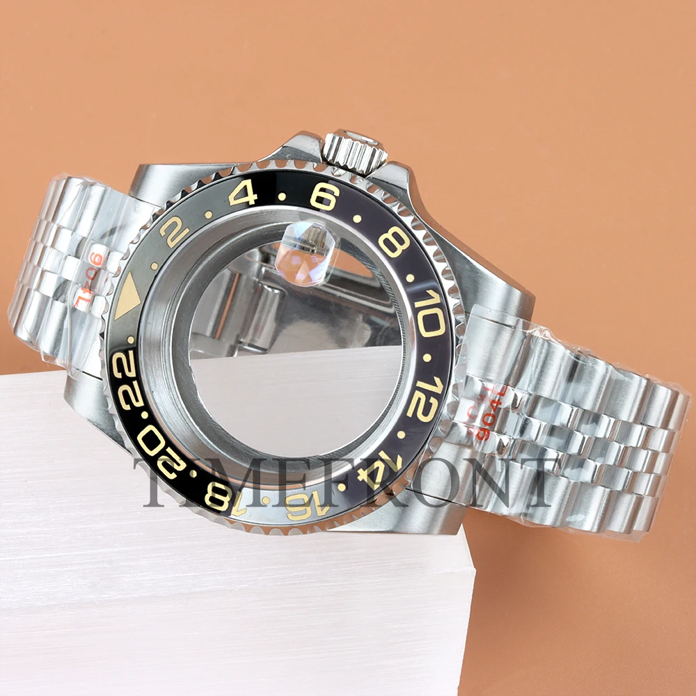 Fit Modified Seiko NH35 40MM Watch Case Classic 24 Hours Ceramic Bezel For GMT NH34 NH35 NH36 NH38 Movement 28.5mm Dial Jubilee image 3