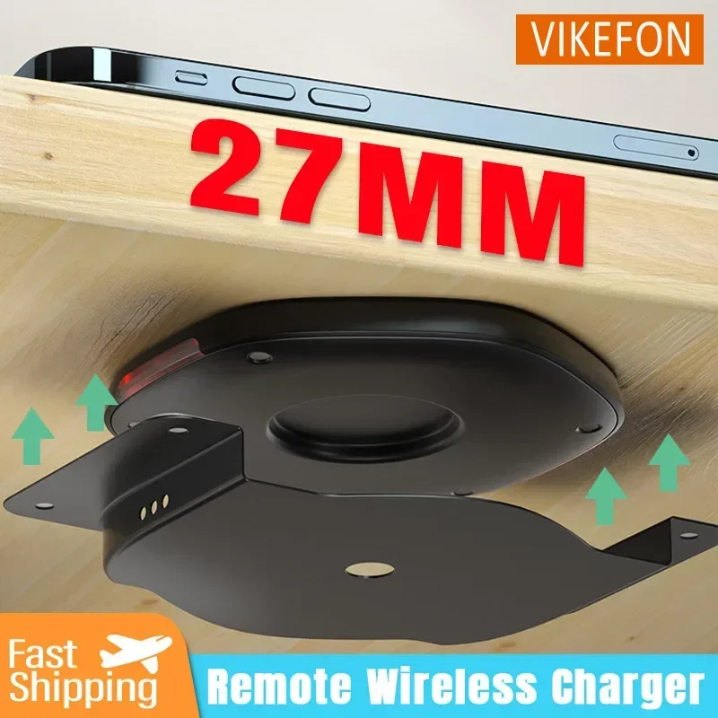 Invisible Wireless Charger 27mm Under Table Charger Furniture Fast Desk For iPhone 16 15 14 13 12 Pro Wireless Charging Station