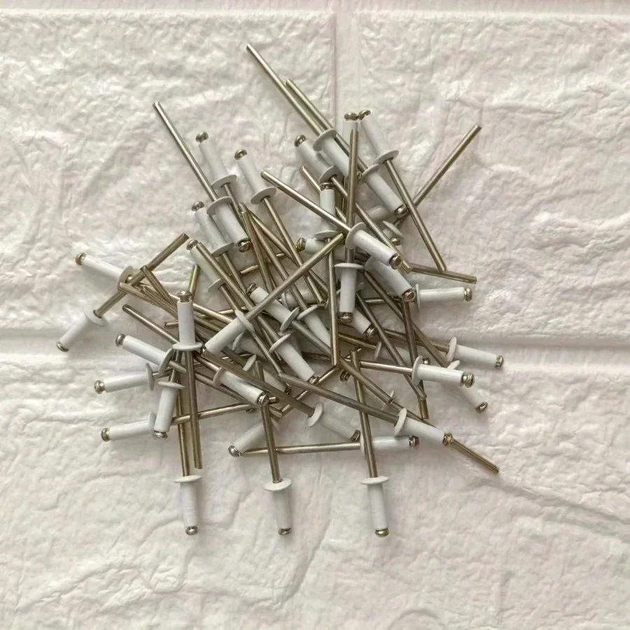 50 pz Oro Bianco Verniciato Rivetti Ciechi Testa Rotonda Rivetti Vuoti In Acciaio Al Alluminio Decorazioni Per La Casa Rivetti Elementi di Fissaggio Industriali DIA 1/8
