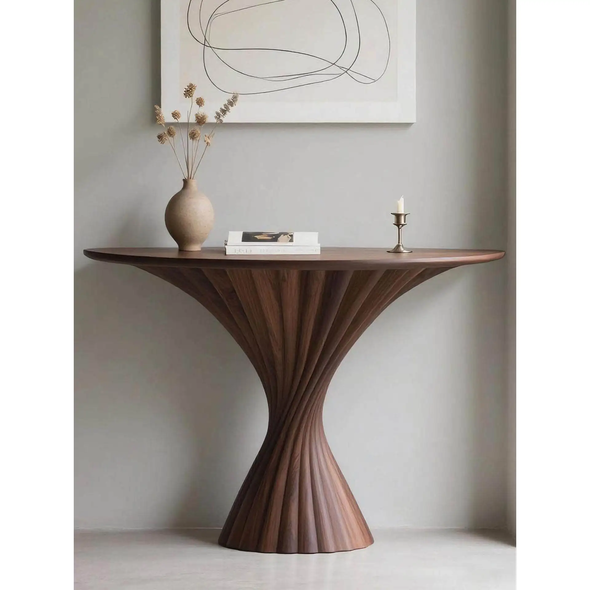 

TT entrance table modern light luxury solid wood end view platform foyer entry