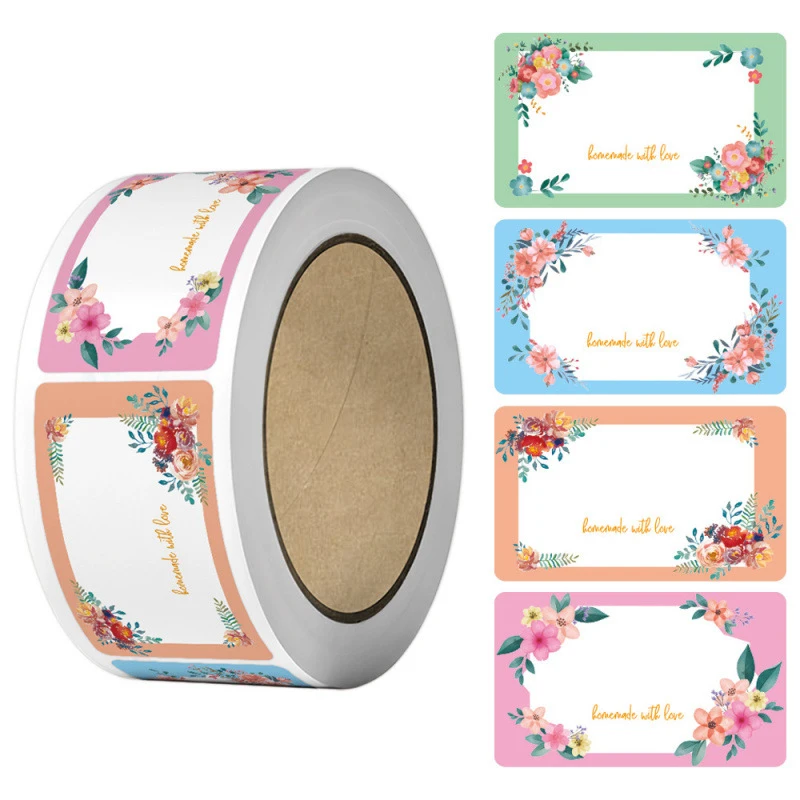 250Pcs Blank Handwritten Label Stickers Watercolor Flower Name Date Decals for Kitchen Food Storage Refrigerator Small Business