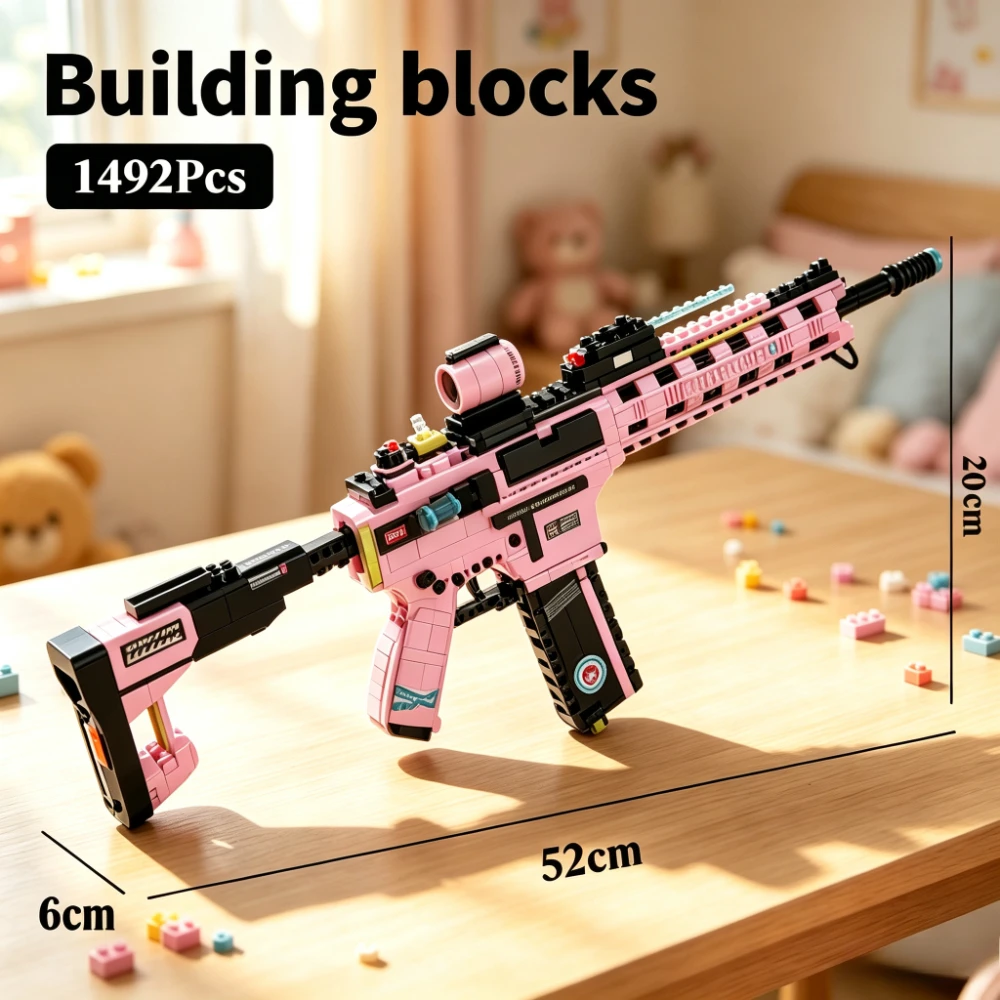 DIY Building Block Kit MP5 KSV M4A1 ARP‑9 Submachine Gun Micro Bricks Model 3D Puzzle Assembly Toy Decorative Display Piece