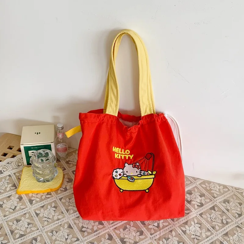 Hello Kitty Storage Bag Cute Anime Women Products Versatile Large Capacity Cartoon Handheld Student Products Girl Gift Wholesale