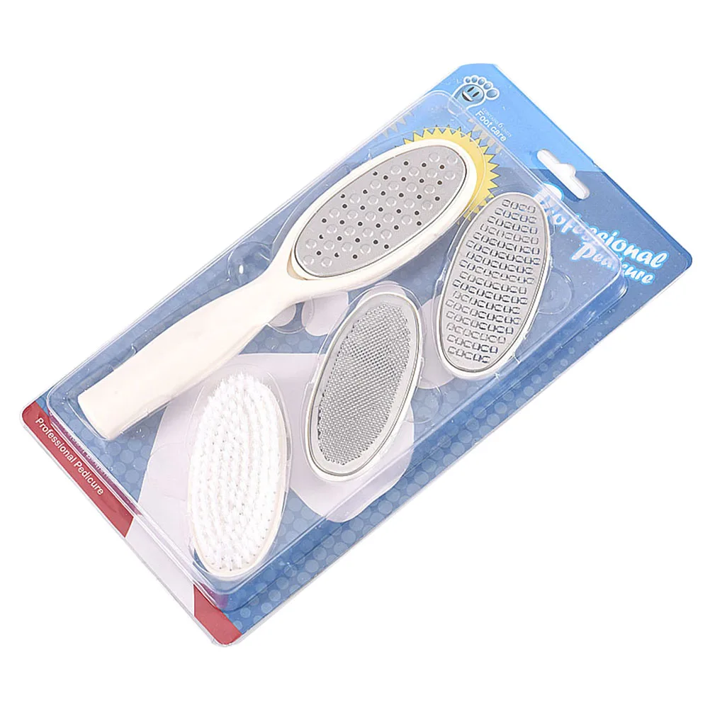 

4Pcs Foot Care Pedicure Tools Kit Nail Scrubber Double Sided Stainless Steel Comfortable Handle Callus