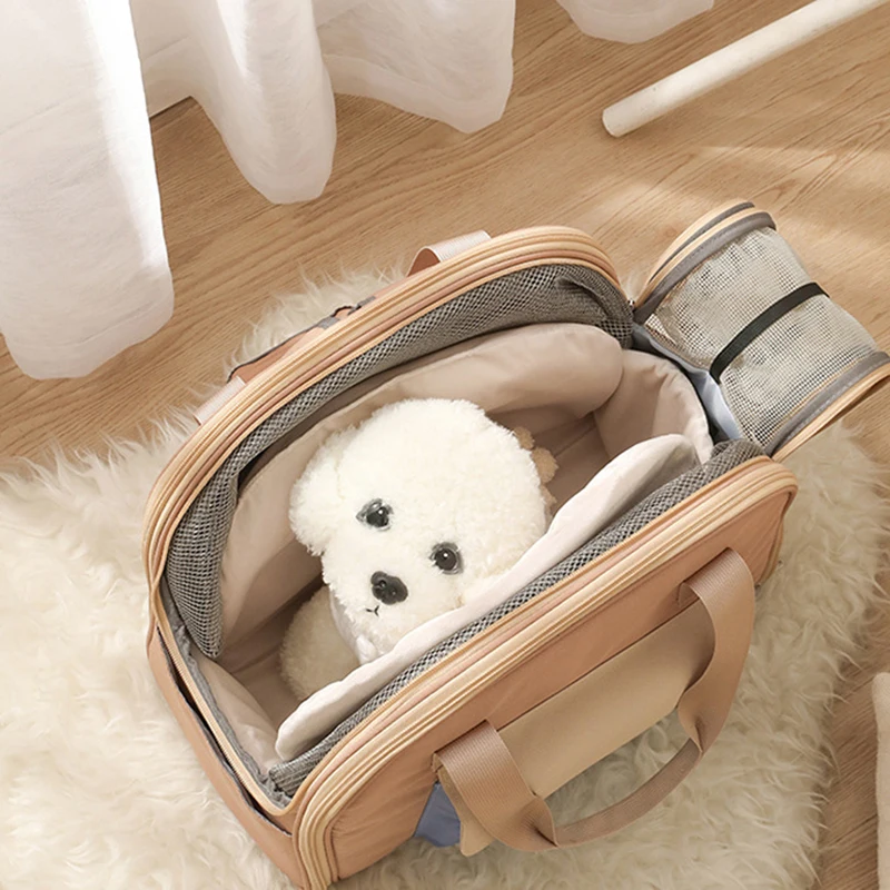 Pet outing bag handheld expandable portable dog backpack teddy bichon small body dog shoulder bag cat bag outing