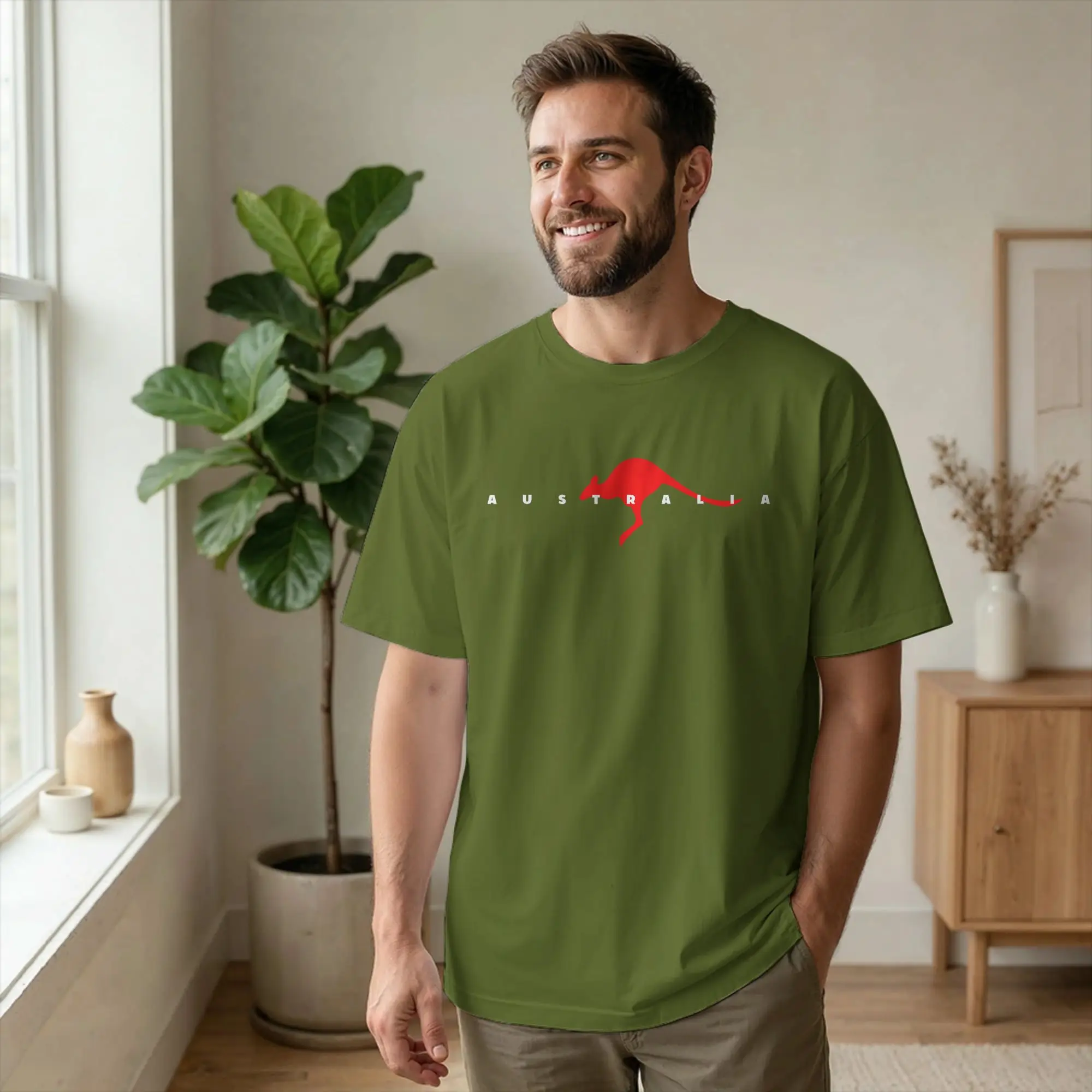 Australia Kangaroo Southern Cross T Shirts Men's  Cotton Novelty T-Shirt O Neck Aussie Flag Tees Short Sleeve Tops Birthday Gift