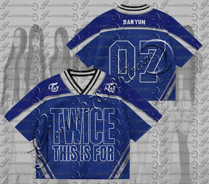 2026 American Football Jersey Blue Gothic Streetwear Tee Personalized Name & Number TWICE Fans Sport Shirt familyMatching、kids