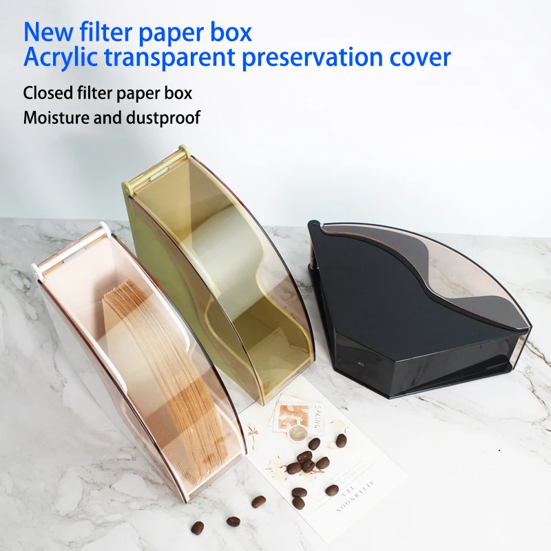 Coffee Filter Paper Holder Box Napkins Dispenser Shelf Storage Container Holder Rack Acrylic Cover For Home Kitchen Utensils