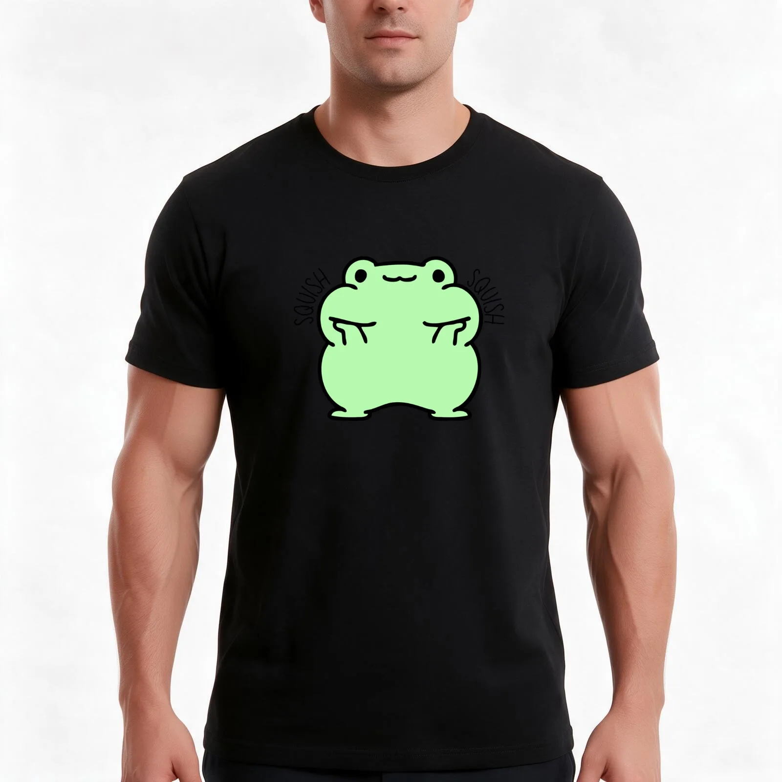 Squish Squish Chubby Cheek Froggy T-Shirt, Summer Casual Cotton Tee, Oversized Streetwear Tops, Vintage Graphic Print