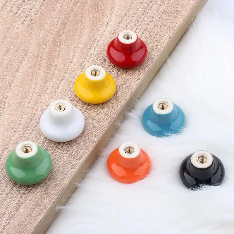 Candy Color Knobs Ceramic Drawer Knobs Cabinet Pulls  Round Furniture Kitchen Handle Furniture Handle for Kids Room Hardware