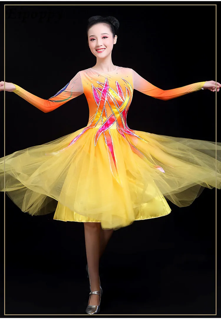 

Modern Dance Costume Women's Stage Dance Skirt Costume Youth Song and Dance Pettiskirt Suit