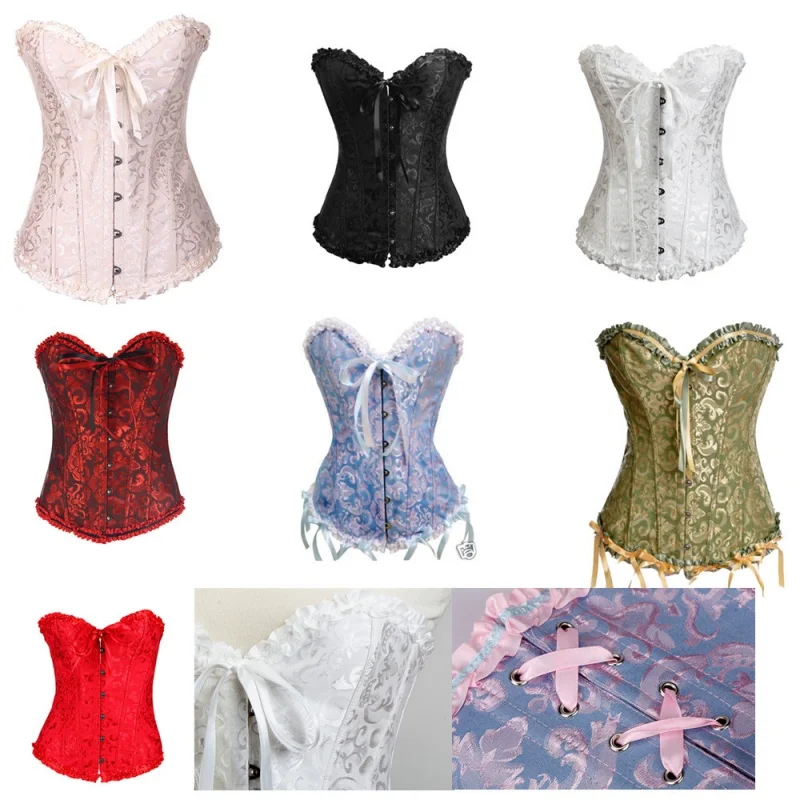 Shapewear Costumes Sexy Lingerie Women Pleated Corset Lace Trimmed Corset And Bustiers