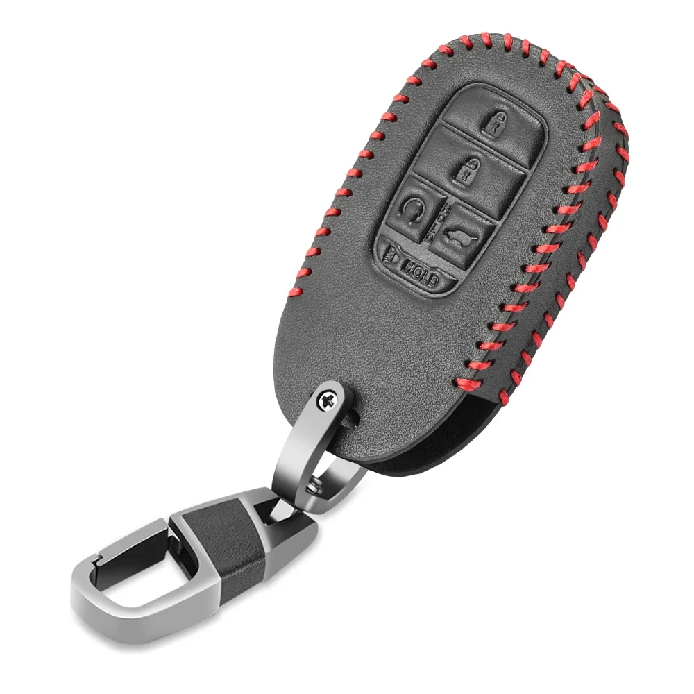 5 Buttons Leather Car Key Case Cover For Honda Civic Accord HR-V CR-V CRV 2021 2022 2023 Keychain Accessories