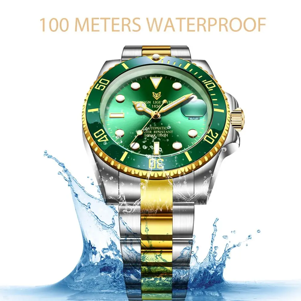 LIGE Mechanical Watches Women Top Brand Luxury Fashion Casual Stainless Steel Waterproof WristWatches Ladies Automatic Watch+Box