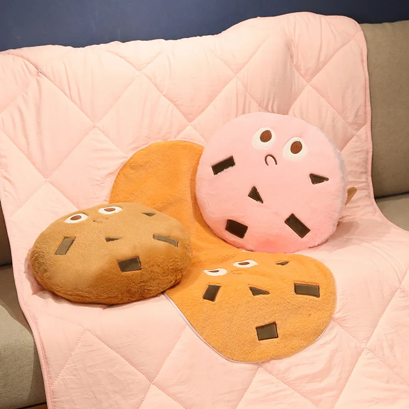 38CM Biscuit Shape Plush Cushion Lifelike Cookie Stuffed Pillow Creative Bedroom Sofa Blanket Toys For Girls Nice Gifts