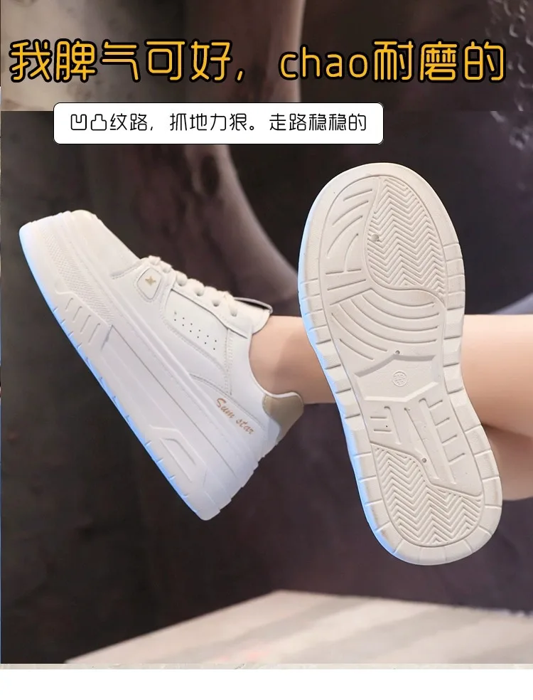 Matsuke-zapatos blancos para mujer, zapatillas de suela gruesa, informales, versátiles, de estilo occidental, para verano y otoño, 2023