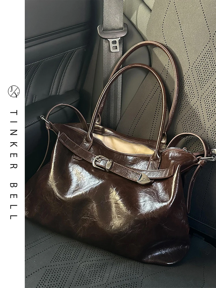 

Женская большая сумка-тоут в стиле ретро, модная пригородная сумка на одно плечо, сумка для подмышек, повседневная простая сумка-хобо