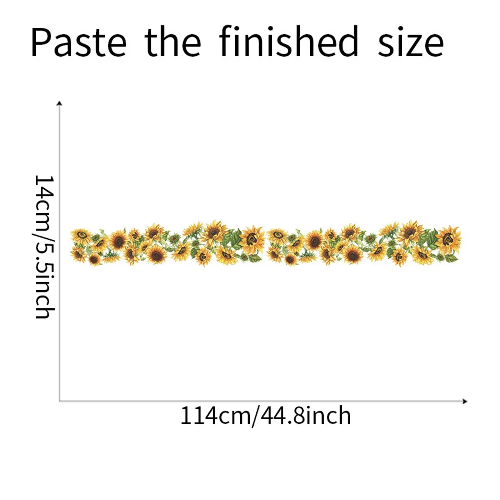 Sunflower Edge Line Wall Sticker Reliable Replacement 1 Set 14*114cm 5.5*44.8inch Removable With Transfer Belt