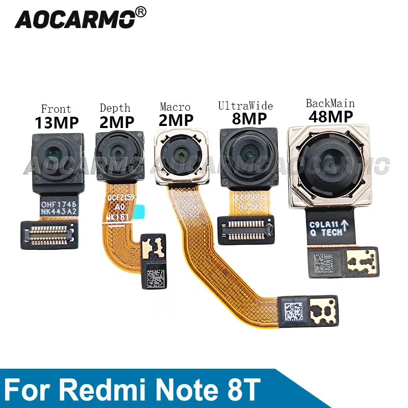 Aocarmo For Xiaomi Redmi Note 8T Back 48MP Rear Big Main Depth Macro UltraWide And Front Camera Module Flex Cable Replacement