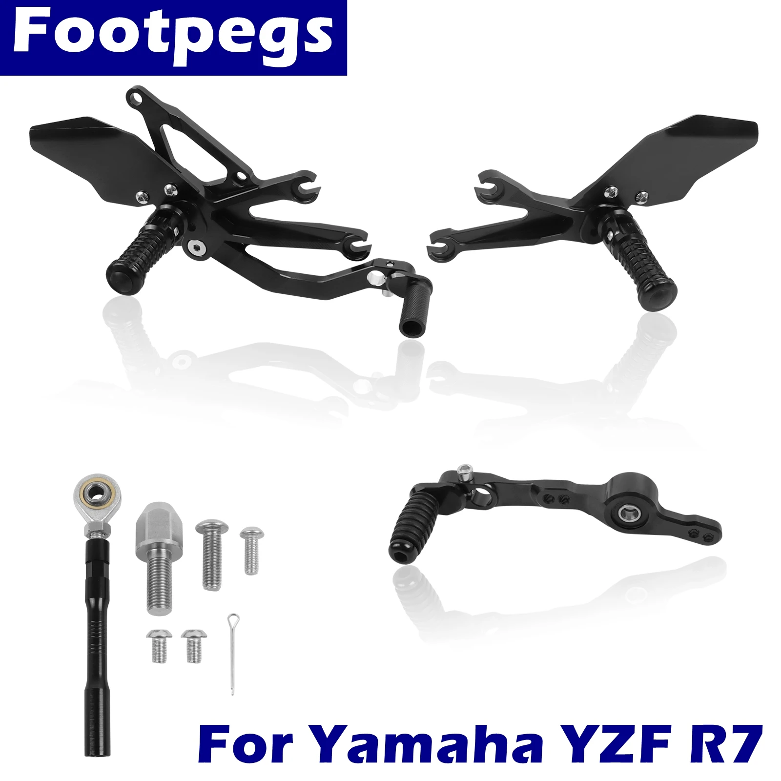 

Fit For Yamaha YZF R7 2021 2022 2023 2024 Motorcycle Foot Pegs Pedal Aluminum Rearset Footrest Heel Wing Adjuster Rearset