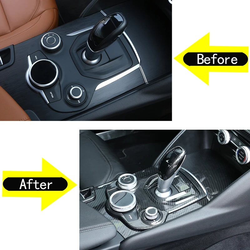 ABS Carbon Fiber Center Console Gear Shift Panel Frame Cover Trim Stickers For Alfa Romeo Giulia 2017-2019 Interior Accessories