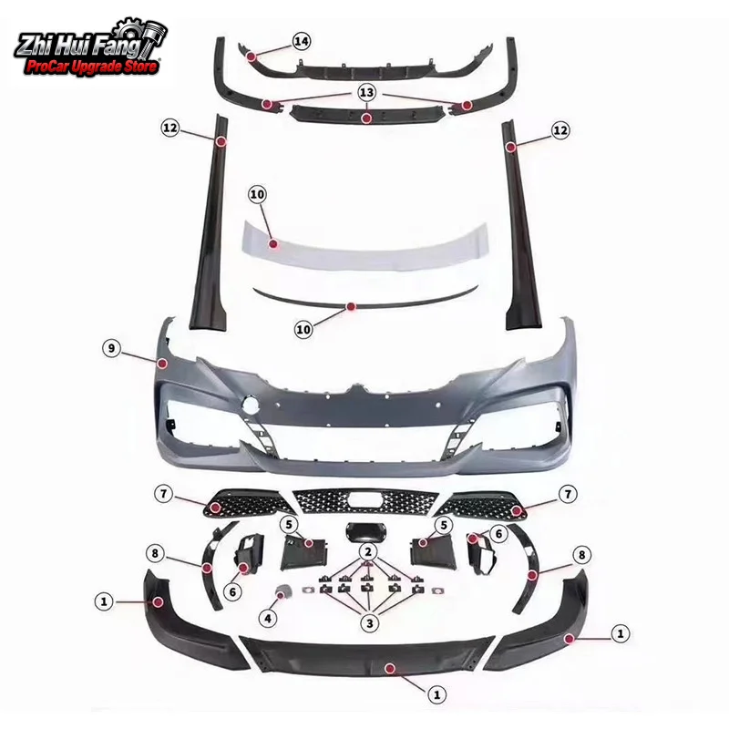 

Suitable for BMW New 3 Series G20 G28 Modified GS380 Full Body Kit Bumper Rear Lip Side Skirts Spoiler Front Splitter