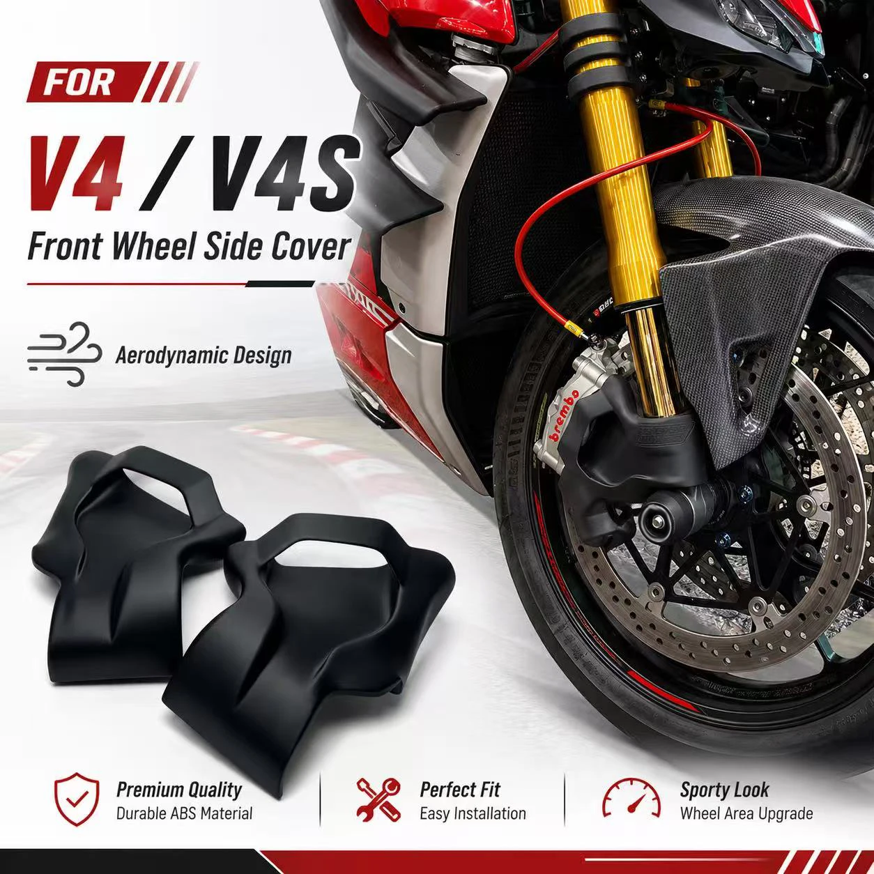 For Ducati Panigale Street fighter V4 / V4S Front Wheel Side Cover Aerodynamic ABS Fork Guard Sporty Front Axle Fairing Cover