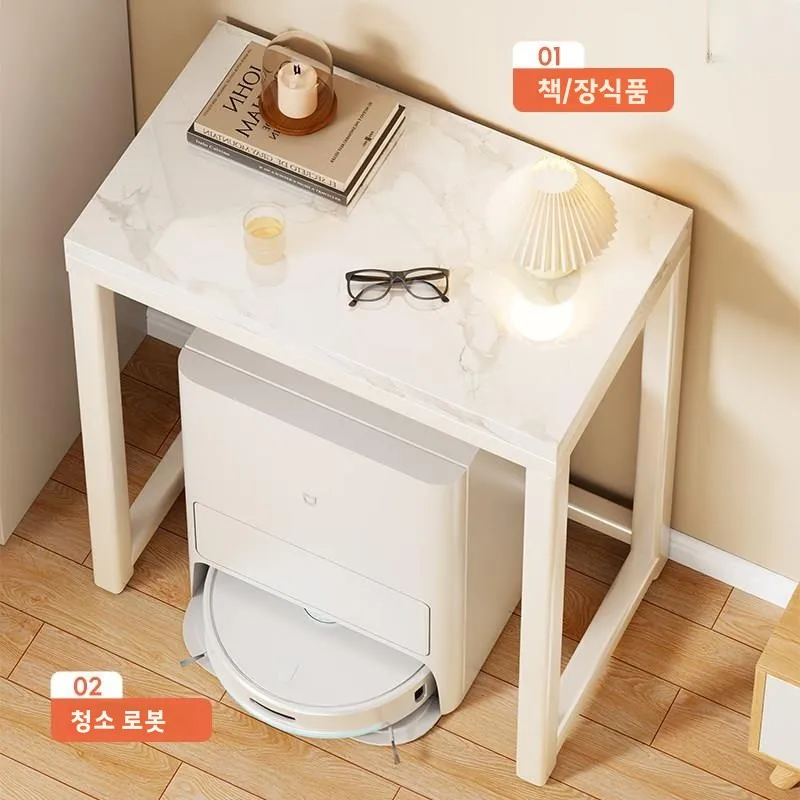 거실 어항 옆 수납 선반 가정용 소형 아파트 로봇 청소기 거치대 정수기 정리대 직사각형 나무 선반 상세 이미지 2