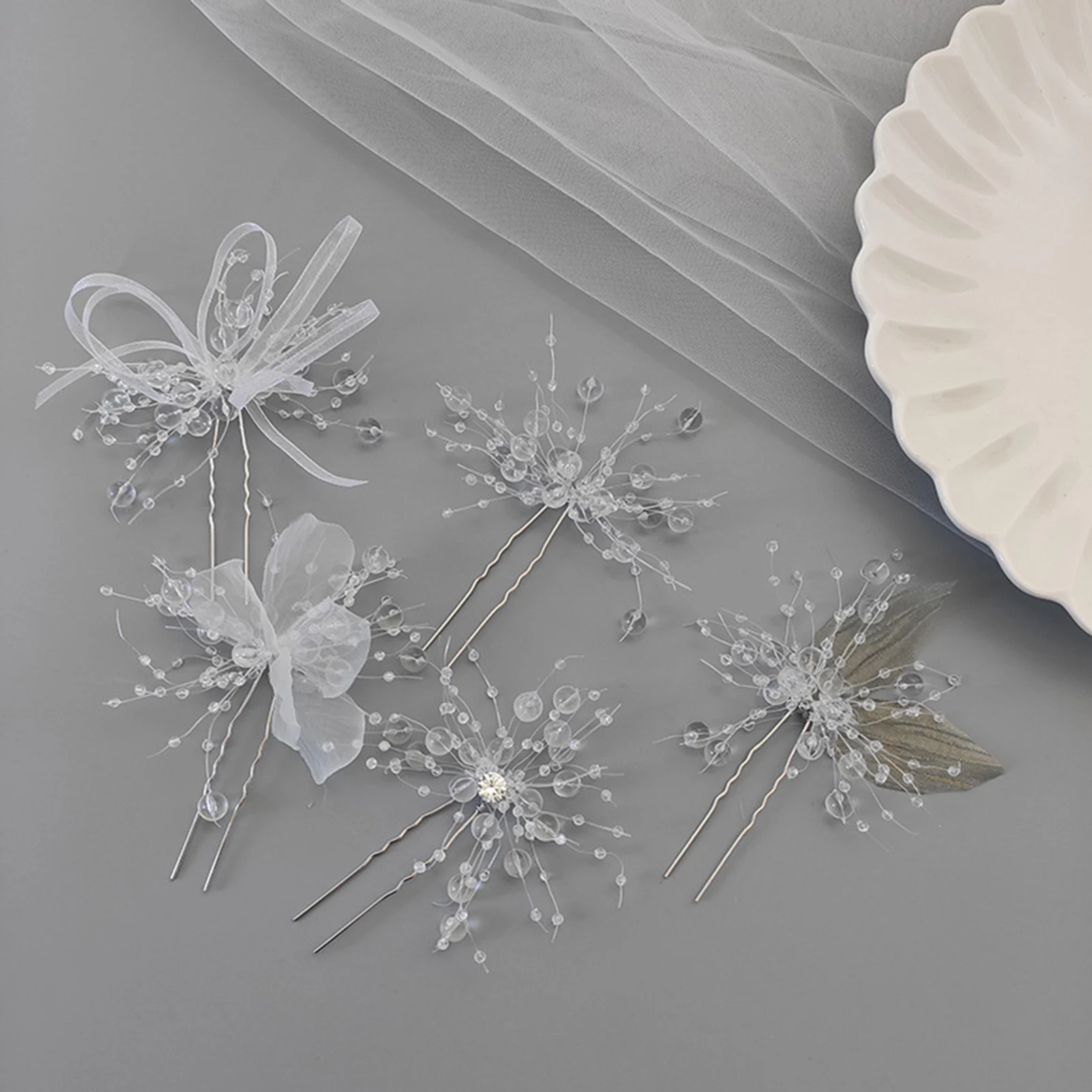 اليدوية U على شكل الشعر العصي الشوك لامعة خرز كريستالي دبابيس الشعر أنيقة الصلبة اللون الخرز دبابيس الشعر العروس الزفاف الشعر مجوهرات #2