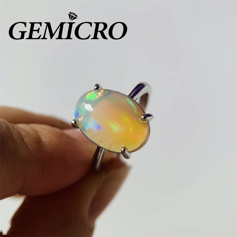 

Gemicro Spot Spike Resizable Natural Opal Rings with 10X14mm Size Stone and S925 Sterling Silver for Women and Men Wear Platinum