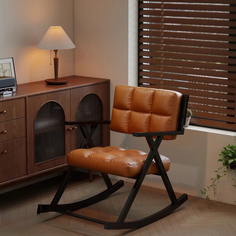 

Retro Rocking Chair, Adult Recliner, Living Room Balcony Home Leisure American Vintage Style Single Rocking Chair Sofa Furniture