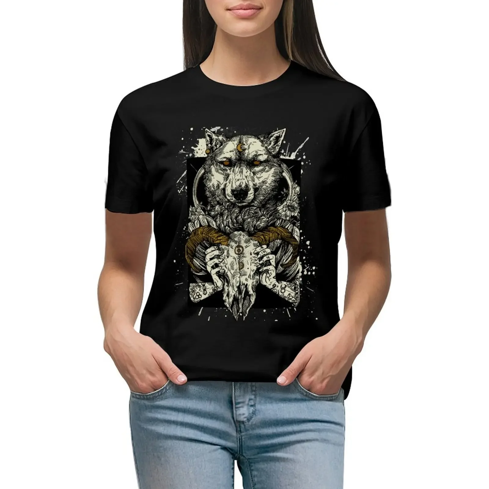 

Witchcraft T-Shirt animal print Female clothing Short sleeve tee cropped t shirts for Women