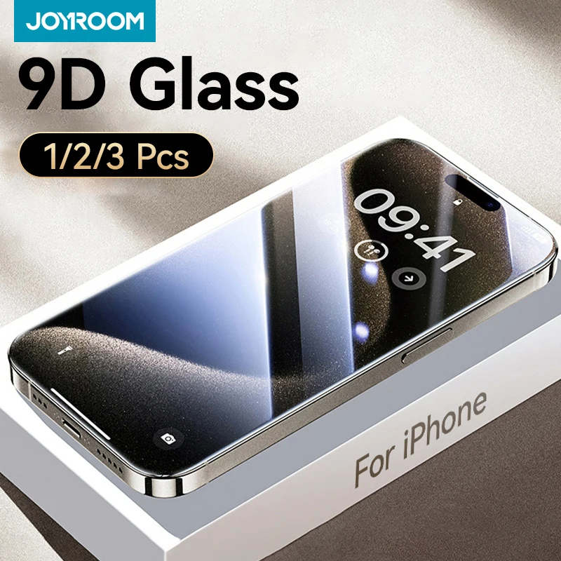 Joyroom 1/2/3pcs 9D Screen Protector Tempered Glass for iPhone 16 15 14 13 12 11 Pro Max Protective Glass for iPhone 15 Pro Max