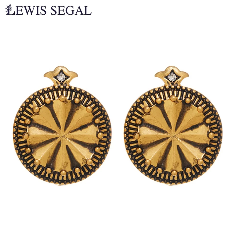 

LEWIS SEGAL Medieval Style Flower Gold Stud Earrings for Women 18K Gold Casual Party Daily Gift Retro Fine Jewelry