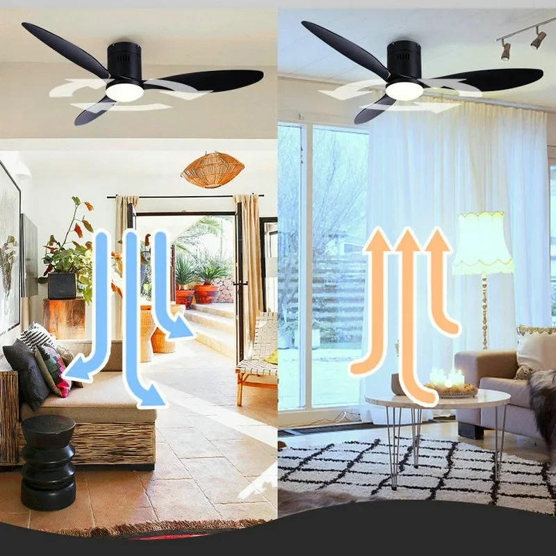 2022 Inverter Ceiling Fan Lamp Black White Home Living Room Retro Dining Room Electric Fan Lamp Ceiling Fan Minimalist Bedroom