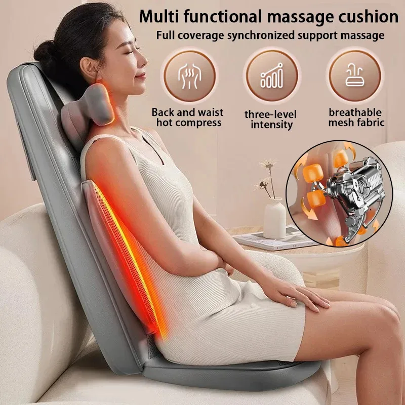 Multi functional home massage cushion for cervical spine full body massage with automatic hot compress, kneading and massage pad