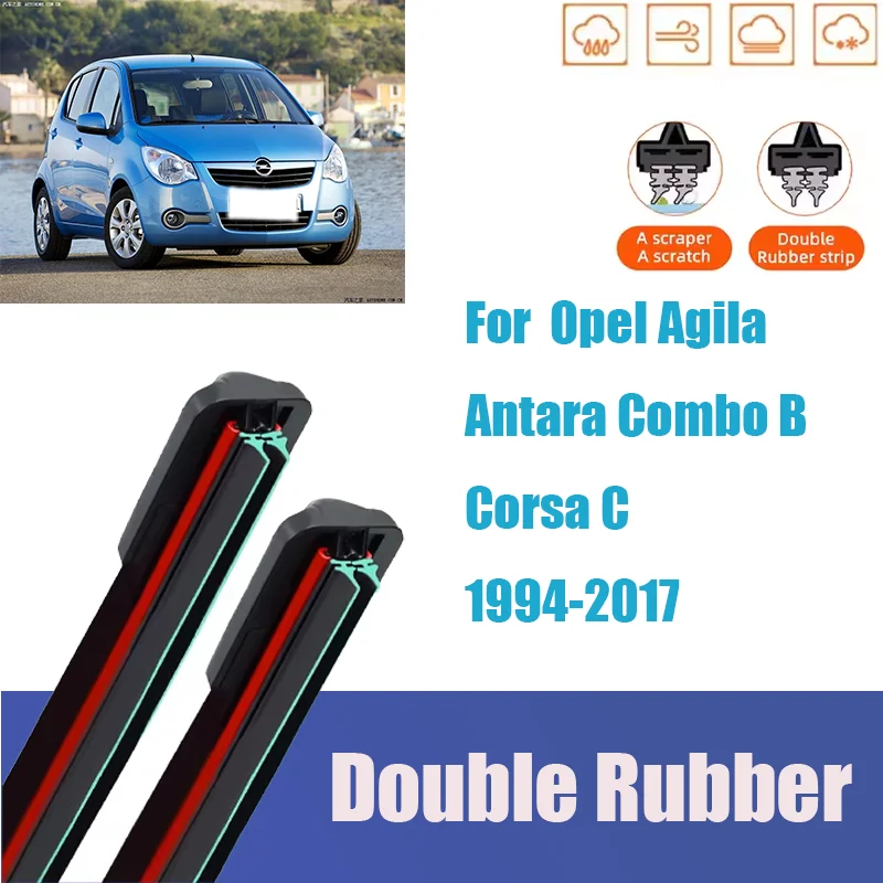 

For Opel Agila Antara Combo B Corsa C Front Windshield Wiper General Motors Multifunctional Double Rubber Strip Wiper Wholesale