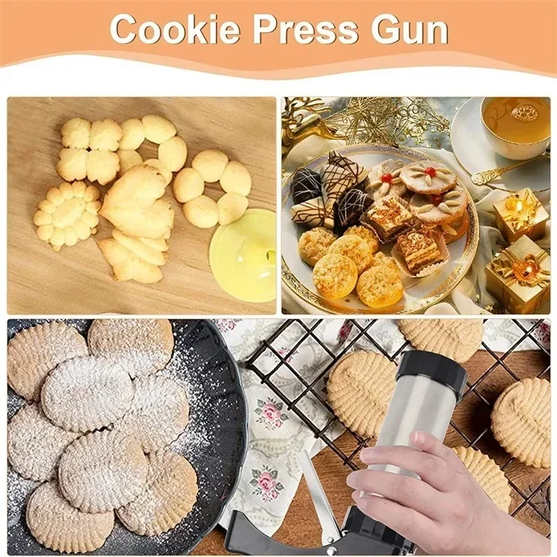 Stainless Steel Cake Cream Decorating Gun Sets Cookie Making Machine Nozzles Mold Pastry Syringe Extruder Kitchen Baking Tools