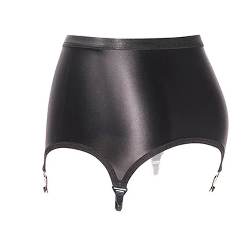 ถุงน่องแบบมีคลิปโลหะสำหรับผู้หญิงเอวสูงสีดำเซ็กซี่สายรัดเข็มขัดเอี๊ยมสำหรับงานปาร์ตี้