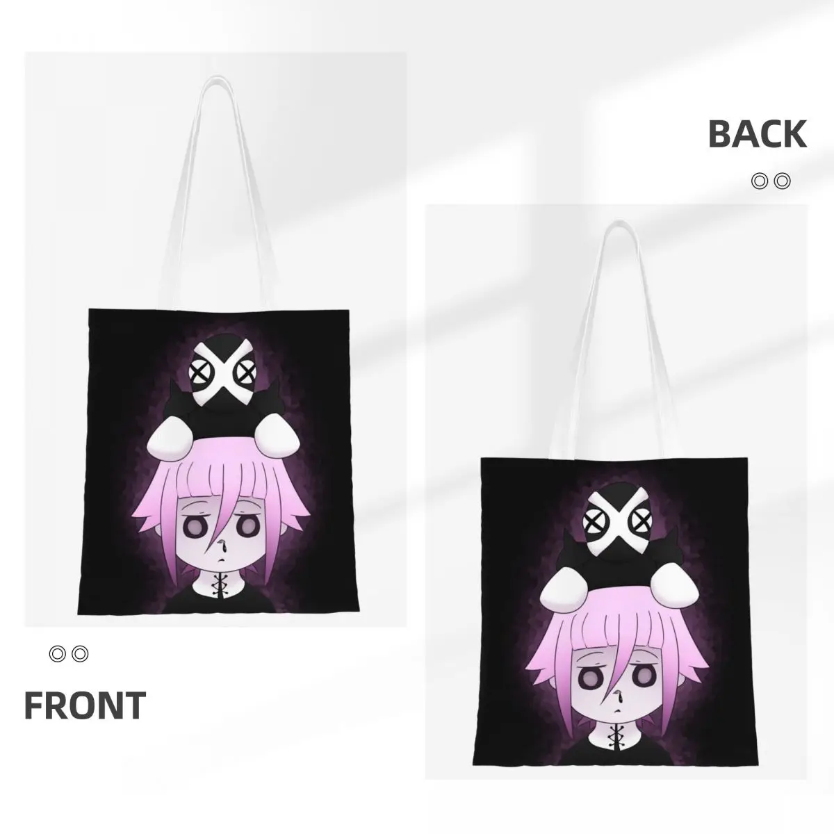 Crona And Ragnarok Soul Eater Shopping Bags Girls Canvas The Tote Bag Folding Women Shoulder Tote Travel Handbag