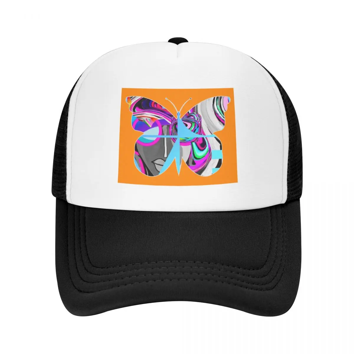 

Butterfly Retro Girl - Orange Blue Baseball Cap Kids Hat Rugby Gentleman Hat Snapback Cap For Man Women's