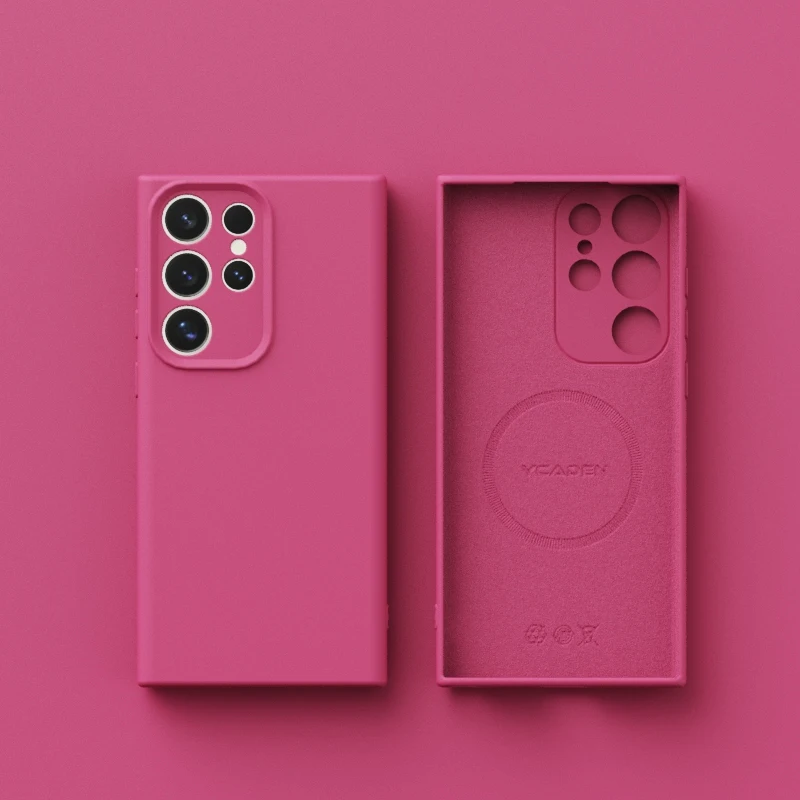 حافظات هاتف Magsafe فاخرة من السيليكون السائل لهاتف سامسونج جالاكسي S25 Ultra S24 23 22 Plus غطاء ناعم مغناطيسي للشحن اللاسلكي