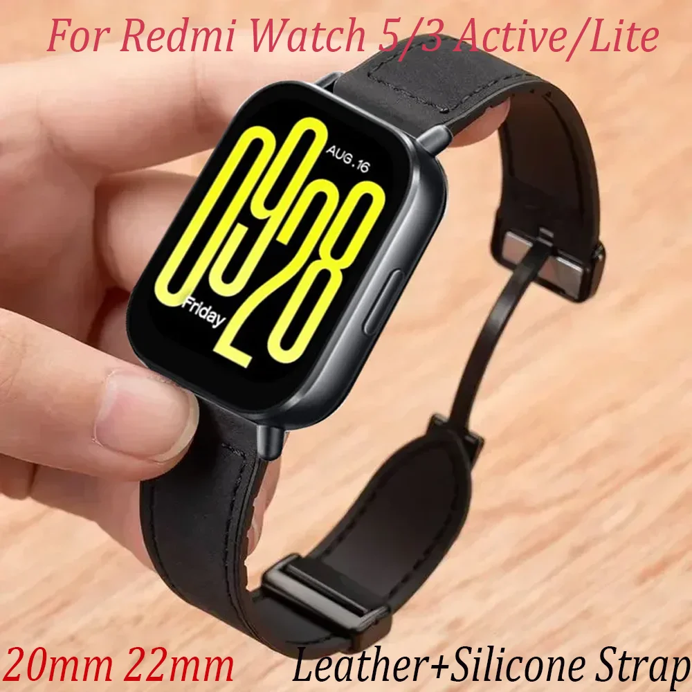 20mm 22mm 가죽 + 실리콘 스트랩 Redmi Watch 5 Active/Lite 편안한 손목 밴드 Redmi Watch 3 Active/Lite 액세서리 밴드