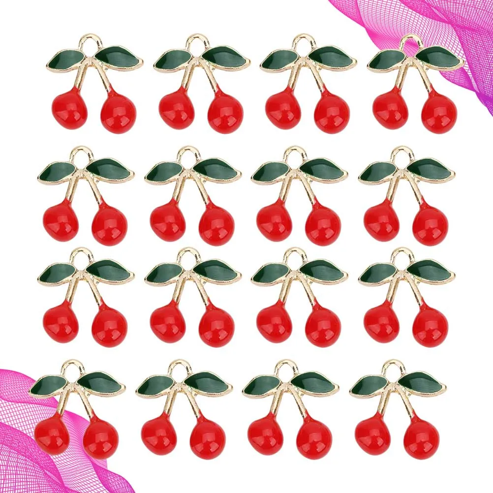 

20 Pcs Cherry Pendant Jewelry Making Pendants Charm Necklace Pearlescent DIY Charms