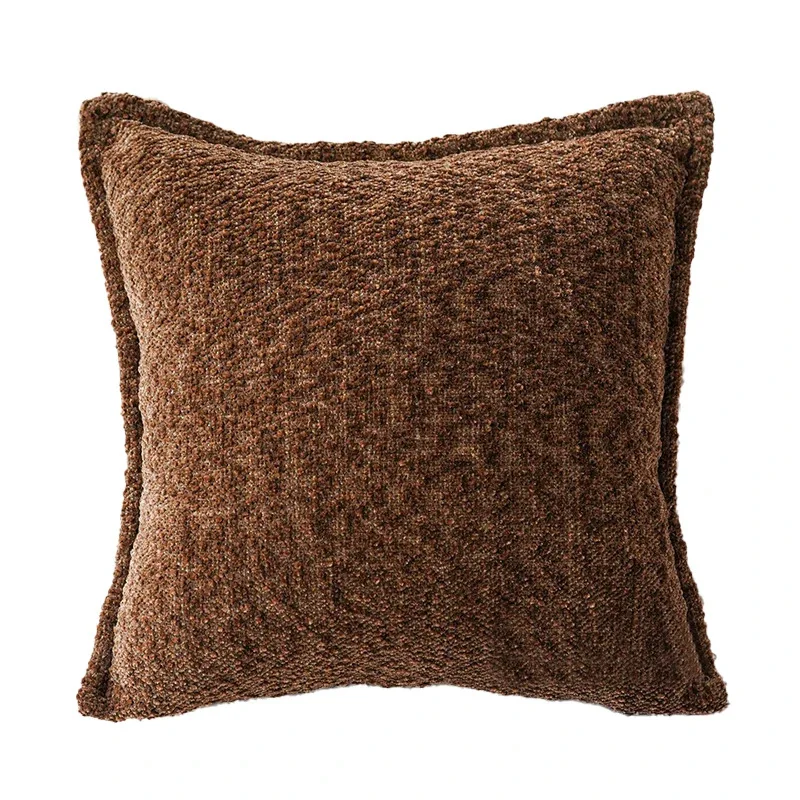 Modern Brown Striped Texture Cushion Cover Premium Soft Chenille Pillow Case for Living Room Sofa Home Decor