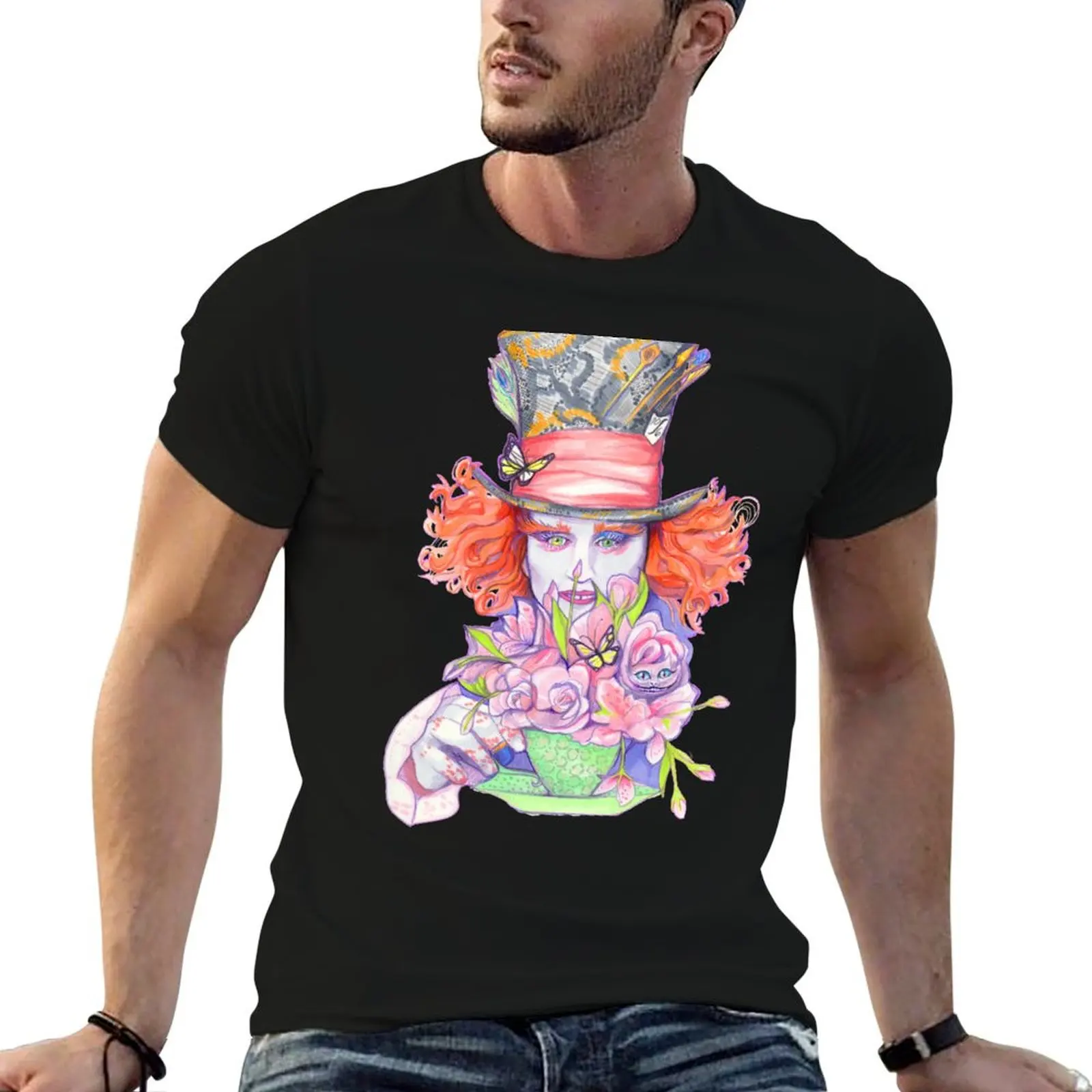 Mad Hatter T-Shirt Basic Crew Neck Short Sleeve Top
