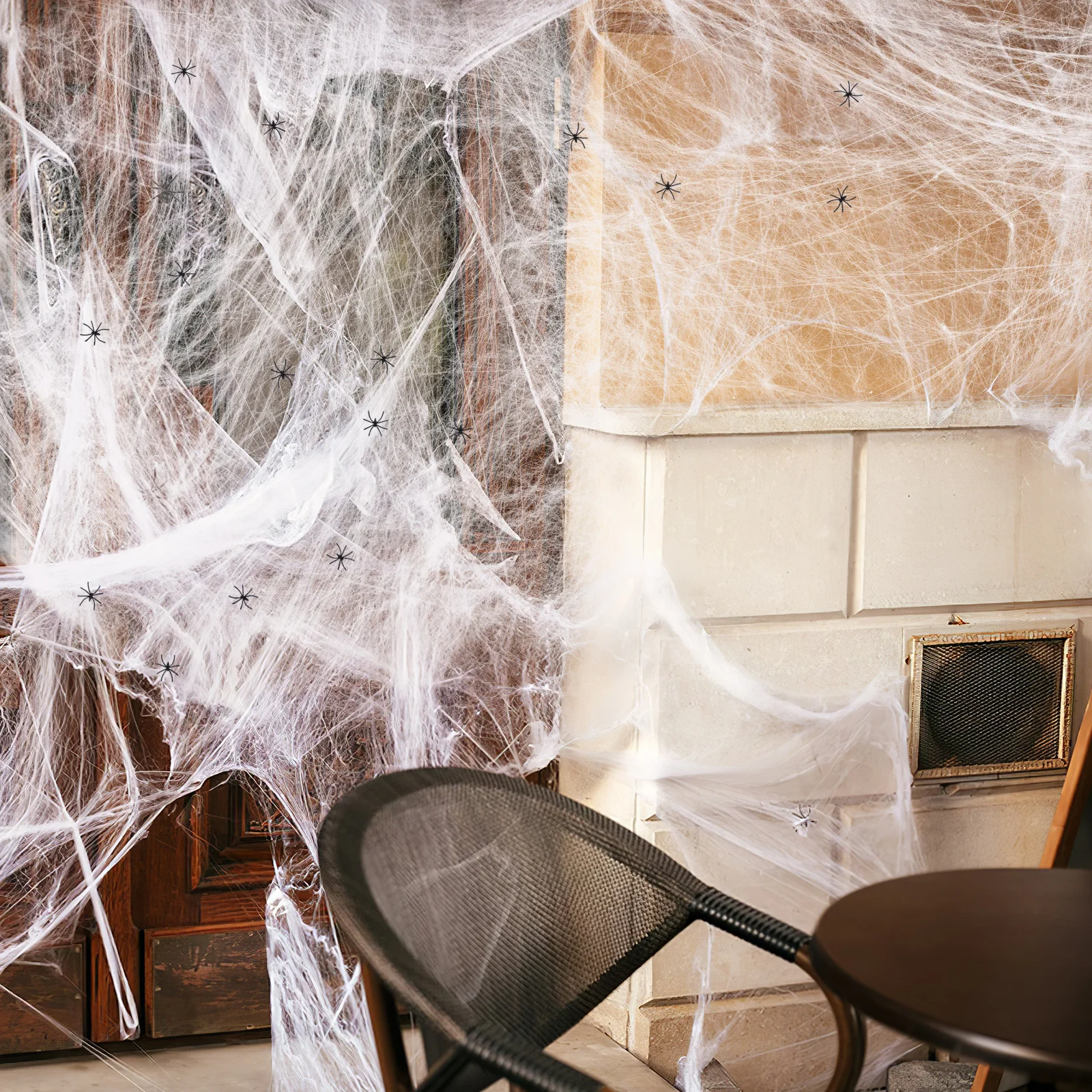 

10 Pcs Spider Web Decoration Door Halloween Prank Prop Ceiling Stretch Cobweb Polyester Creepy Decorative